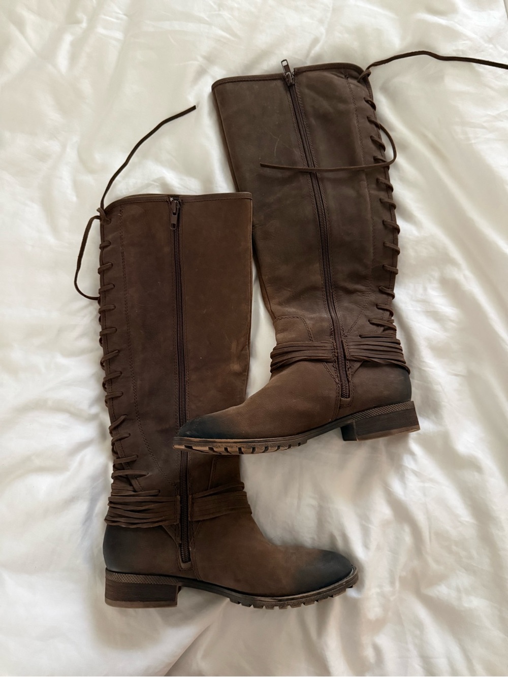 Arturo Chiang Brown Lace-Up Riding Boots Size 7M